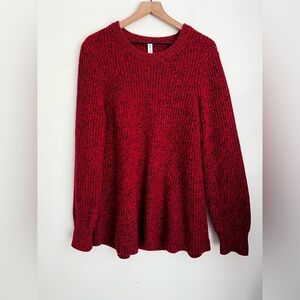 Athleta red Wool blend long Sierra Sweater chunky knit balloon sleeve L